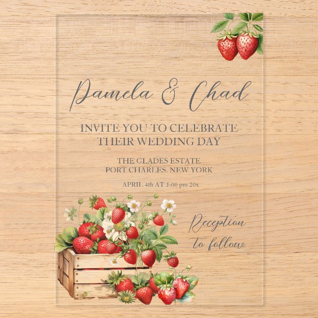 Invitations En Acrylique Rose Floral Eucalyptus Mariage (Recto)