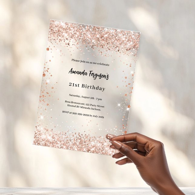 Invitations En Acrylique Rose gold clair anniversaire (Créateur téléchargé)
