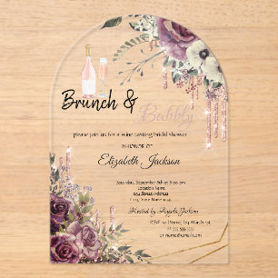 Invitations En Acrylique Rose Gold Dégoulinades Fête de Mariage Florale