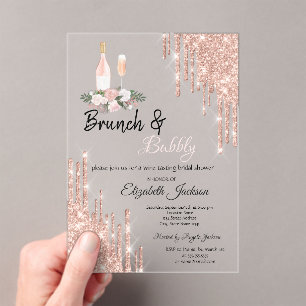 Invitations En Acrylique Rose Gold Drives Brunch & Bubbly Fête des mariées