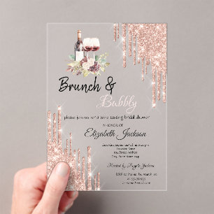 Invitations En Acrylique Rose Gold  Gouttes de vin Raisins Enterrement de v