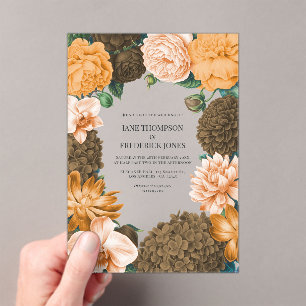 Invitations En Acrylique Rose miel, Fleur d'abricot et Toffee Bloom Mariage