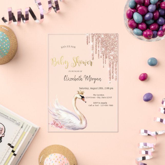 Invitations En Acrylique Rose Parties scintillant or Lecteurs de couronnes  (Insitu (Célébration))