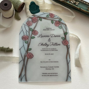 Invitations En Acrylique Rose Vignes Effet Verre Cathédrale Acrylique Vinta