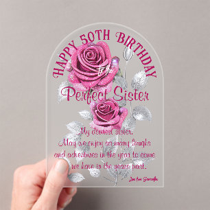 Invitations En Acrylique Roses Argent Roses Parfaites Soeur Acrylique Anniv