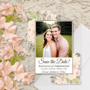 Invitations En Acrylique Roses Corail et Pêche pour Mariage Enregistrez la