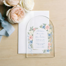 Roses pastel rose, blanches et bleues & Arche de r