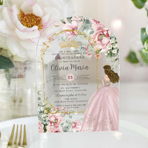 Invitations En Acrylique Roses Roses Roses Roses Rose Flore Quinceañera Dou