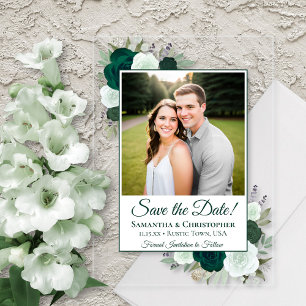 Invitations En Acrylique Roses Vert Émeraude Mariage Enregistrer la Date Ph