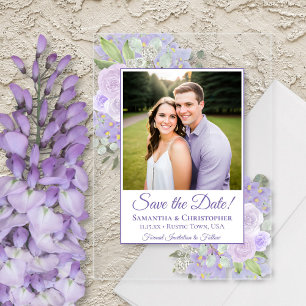 Invitations En Acrylique Roses Violettes Lavande Mariage Enregistrer la Dat