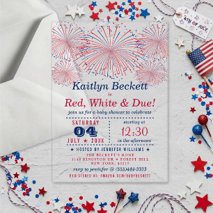 Invitations En Acrylique Rouge, Blanc & À venir Baby Shower du 4 juillet
