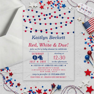 Invitations En Acrylique Rouge, Blanc & À venir Baby Shower du 4 juillet