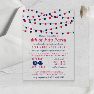 Invitations En Acrylique Rouge, Blanc et Bleu, voyants 4 juillet fête