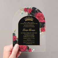 Rouge noir Rose Floral Quinceanera Sweet 16 Arc