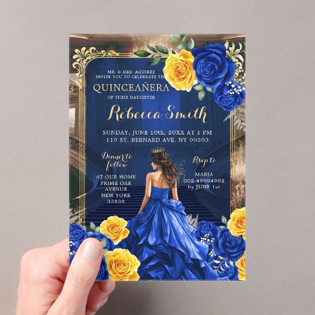 Invitations En Acrylique Royal Blue Grand Palais Quinceañera Princesse (In situ (ordinateur de poche))