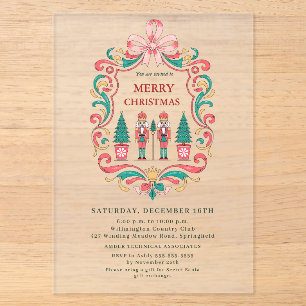 Invitations En Acrylique Ruban festif Casse-Noisette rouge Joyeux Noël