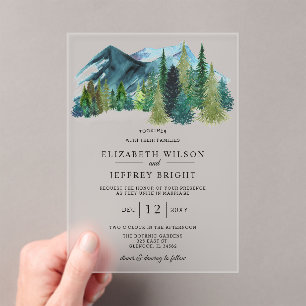 Invitations En Acrylique Russe Aquarelle Pine Mountains Mariage