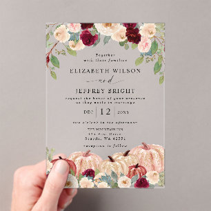 Invitations En Acrylique Russe moderne Citrouille Mariage de automne de pay