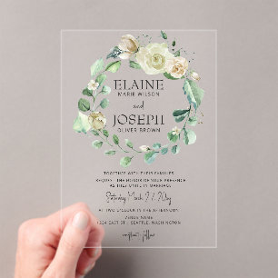 Invitations En Acrylique Rustic Airical Botanical Neutral Floral Mariage