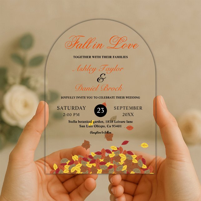 Invitations En Acrylique Rustic Fall quitte Boho Automne Floral Mariage (Créateur téléchargé)