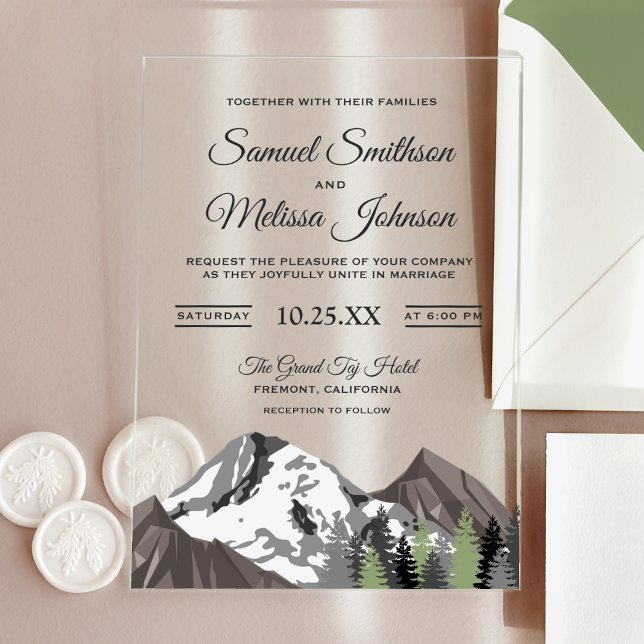 Invitations En Acrylique Rustic Mountain Forest Wedding (Créateur téléchargé)