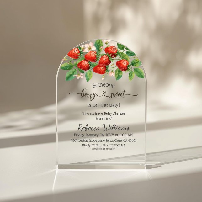 Invitations En Acrylique Rustic Strawberry Red Berry Sweet Baby Shower (Créateur téléchargé)