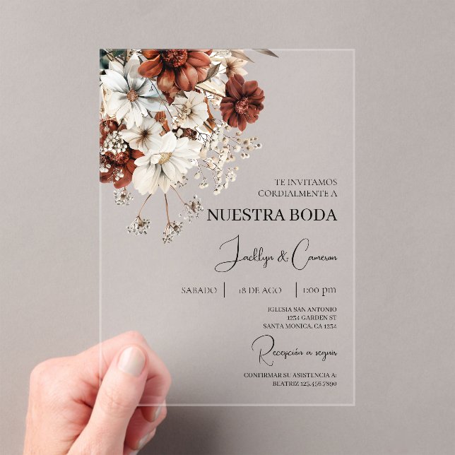 Invitations En Acrylique Rustic Terracota Spanish Acrylic wedding (In situ (ordinateur de poche))