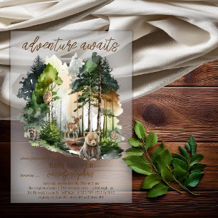Invitations En Acrylique Rustic Woodland Adventure Attend Boy Baby shower