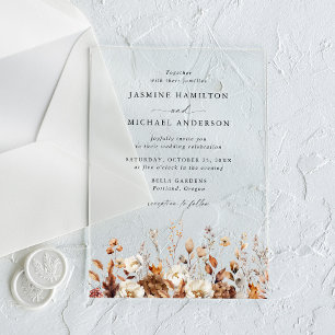 Invitations En Acrylique Rustique Automne Floral Meadow Mariage