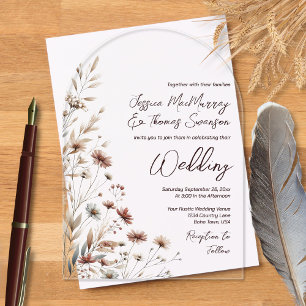Invitations En Acrylique Rustique Boho Chic Fleur sauvage Moderne Mariage