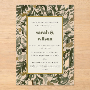 Invitations En Acrylique Rustique Boho Retro Green Botanical Couples Douche