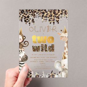 Invitations En Acrylique Safari Two Wild 2e anniversaire