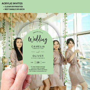 Invitations En Acrylique Sage Green Arch mariage acrylique invite moderne