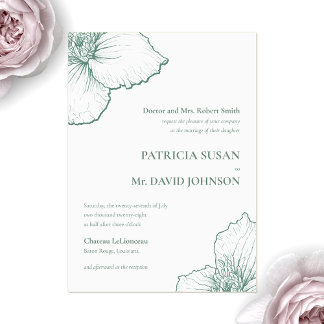 Invitations En Acrylique Sage Green Elegant Clematis Tirée Floral Mariage