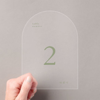 Invitations En Acrylique Sage Green Simple Moderne Arche Acrylique Numéro d