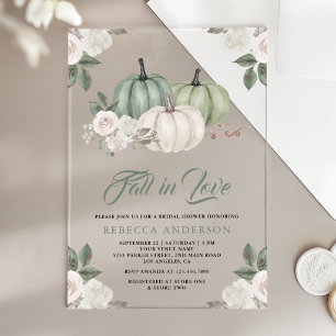 Invitations En Acrylique Sage Vert Citrouille Floral Automne Enterrement de