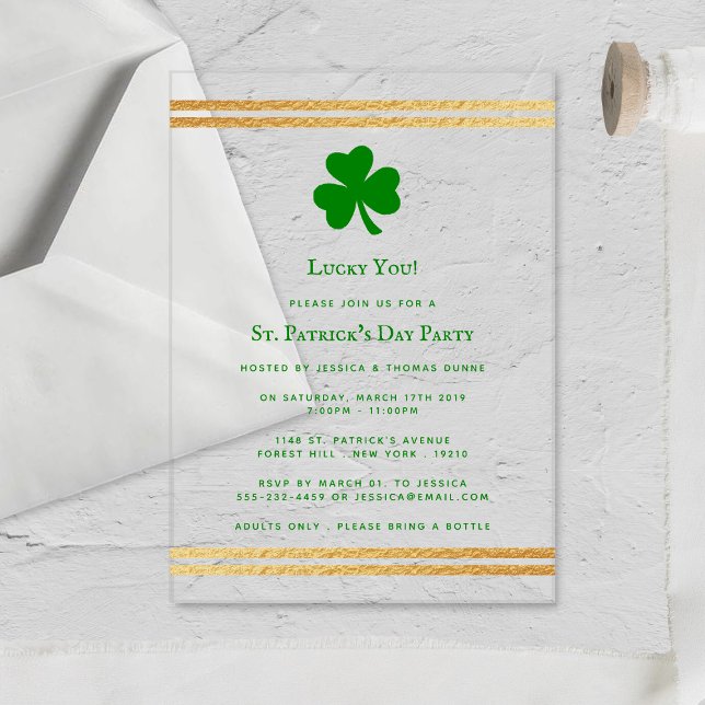 Invitations En Acrylique Saint-Patrick élégant avec feuille d'or (Créateur téléchargé)