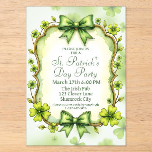 Invitations En Acrylique Saint-Patrick personnalisable Élégant Jour