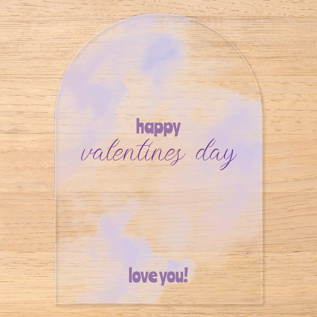 Invitations En Acrylique Saint-Valentin rose - violet (Recto)