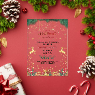 Invitations En Acrylique Saison de vacances élégant personnalisé Renne doré