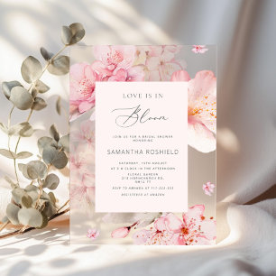 Invitations En Acrylique Sakura Love est en fleurs Baby shower
