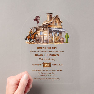 Invitations En Acrylique Salon Western Cowboy pour la fête des 15 ans