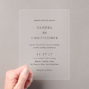Invitations En Acrylique Sandra Classic Mariage élégant
