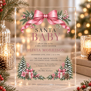 Invitations En Acrylique Santa Baby Arc-en-ciel Bébé Shower