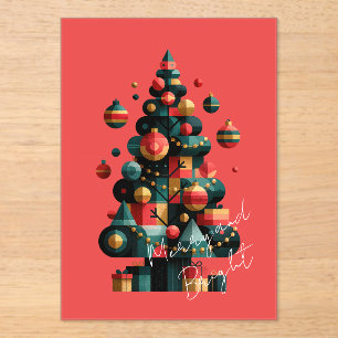 Invitations En Acrylique Sapin de Noël géométrique