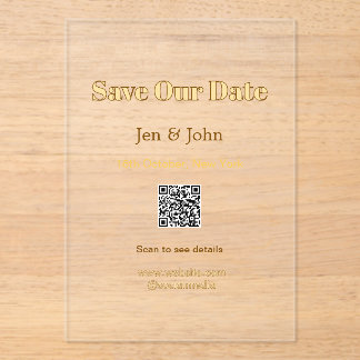 Invitations En Acrylique Sauvegarder notre date Scannez le QR pour les déta