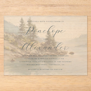 Invitations En Acrylique Scène de lac sereine aux verts atténués