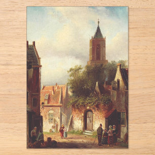 Invitations En Acrylique Scène de rue hollandaise par Charles Leickert Pays
