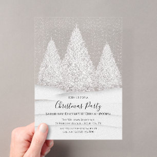 Invitations En Acrylique Scène hivernale enneigée de Silver Tree pour Noël