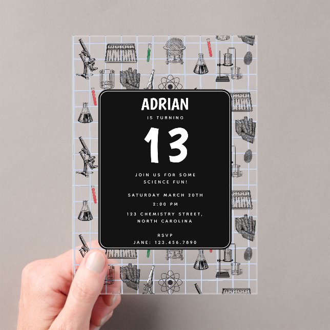 Invitations En Acrylique Science Chimie Scientifique Thème de fête d'annive (In situ (ordinateur de poche))